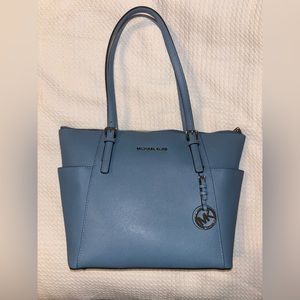 Michael Kors Saffiano Leather Jet Set Tote Admiral/Pale Blue